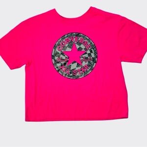 CONVERSE Girls Magenta all star Short Sleeve Graphic Tee
